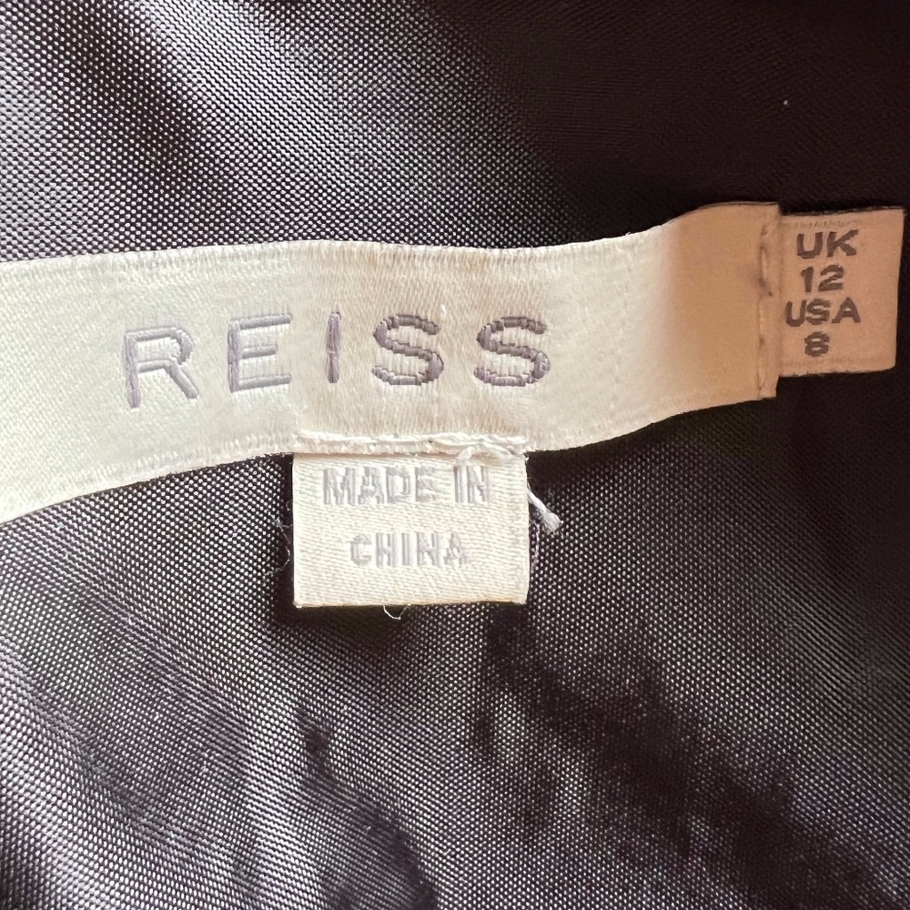 Reiss Pleated Waist Black Ruffle Tiered Skirt Sz 8 - Picture 2 of 4